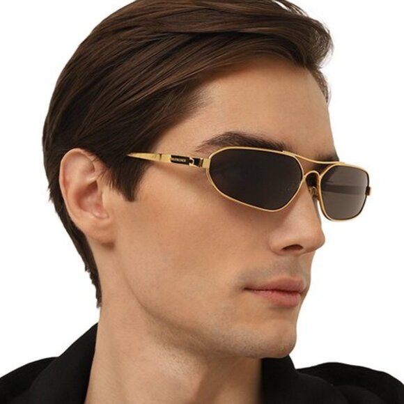 NEW BB0227S 001 BALENCIAGA DARK GOLD/GREY MEN BALENCIAGA SUNGLASSES - Picture 3 of 13